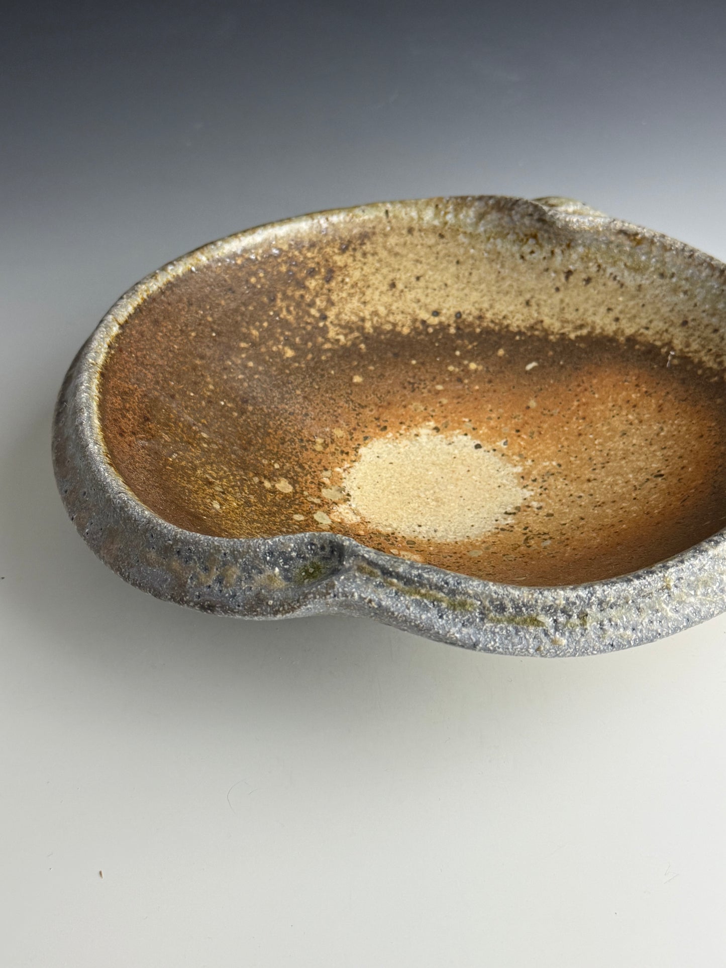 Cream and Copper Undulating Bowl