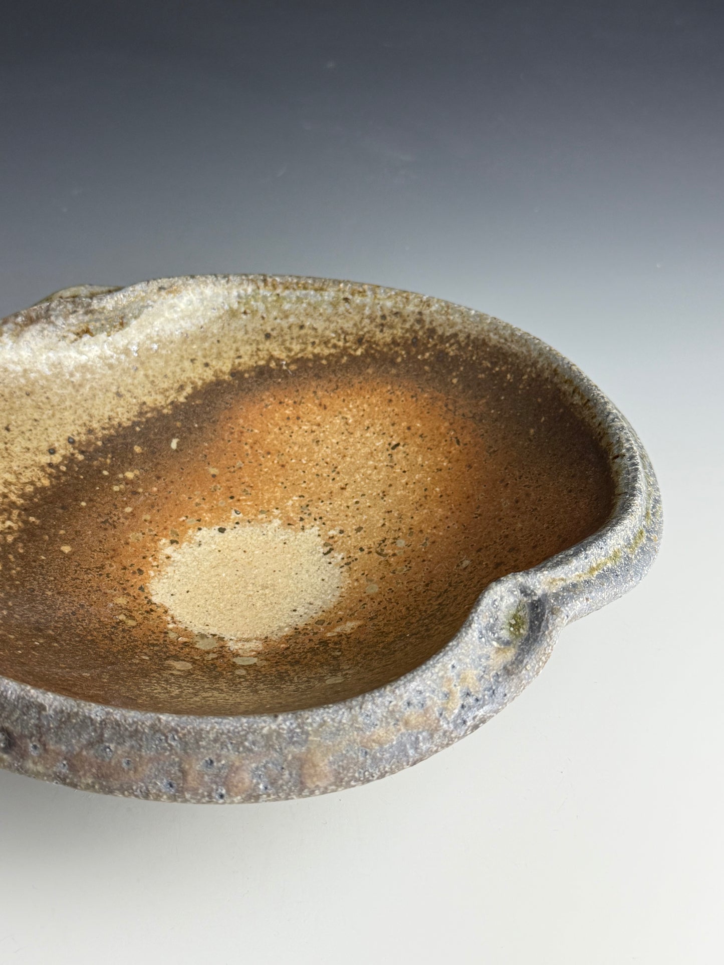 Cream and Copper Undulating Bowl