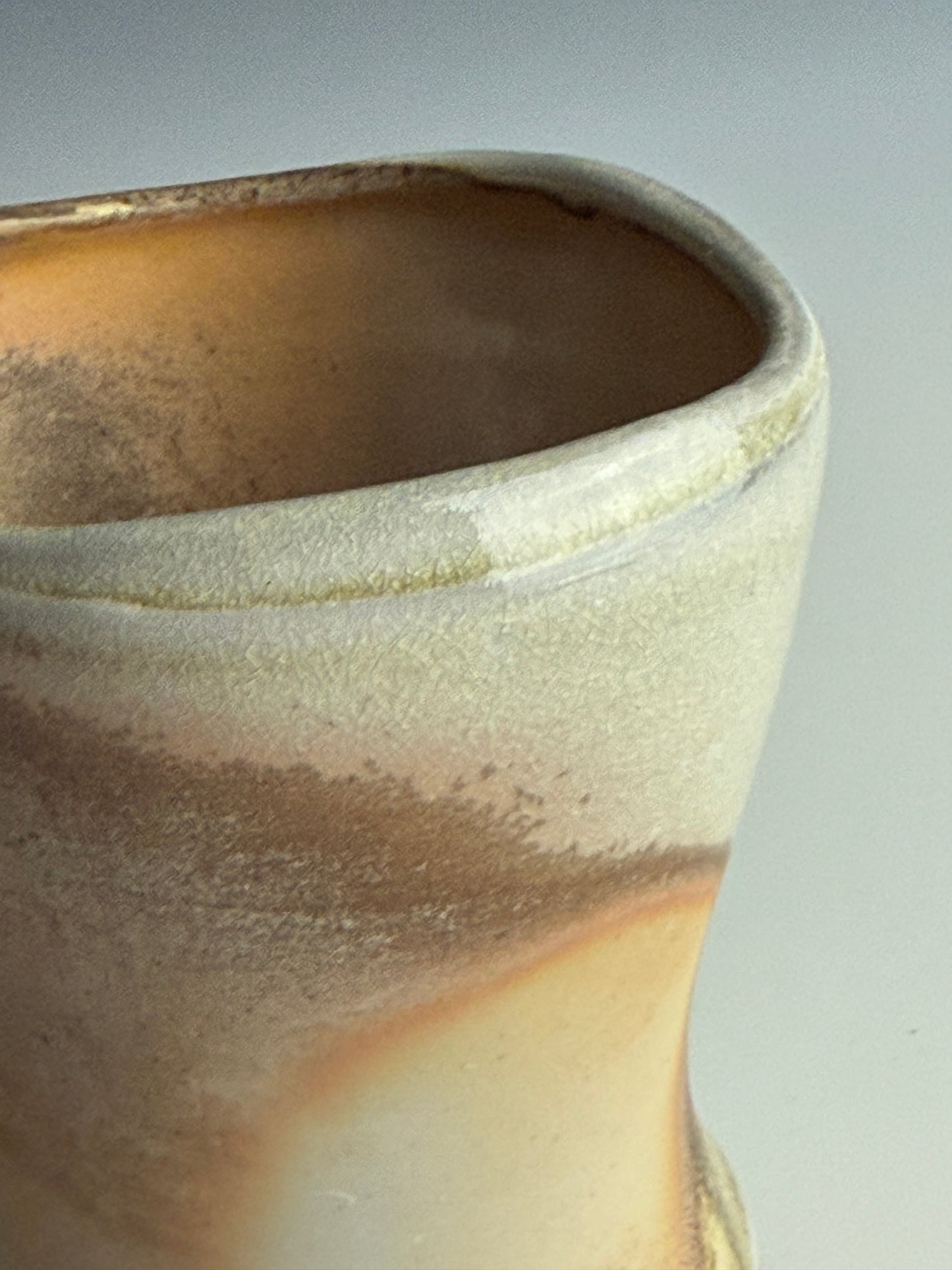Side fired peaches and cream mug