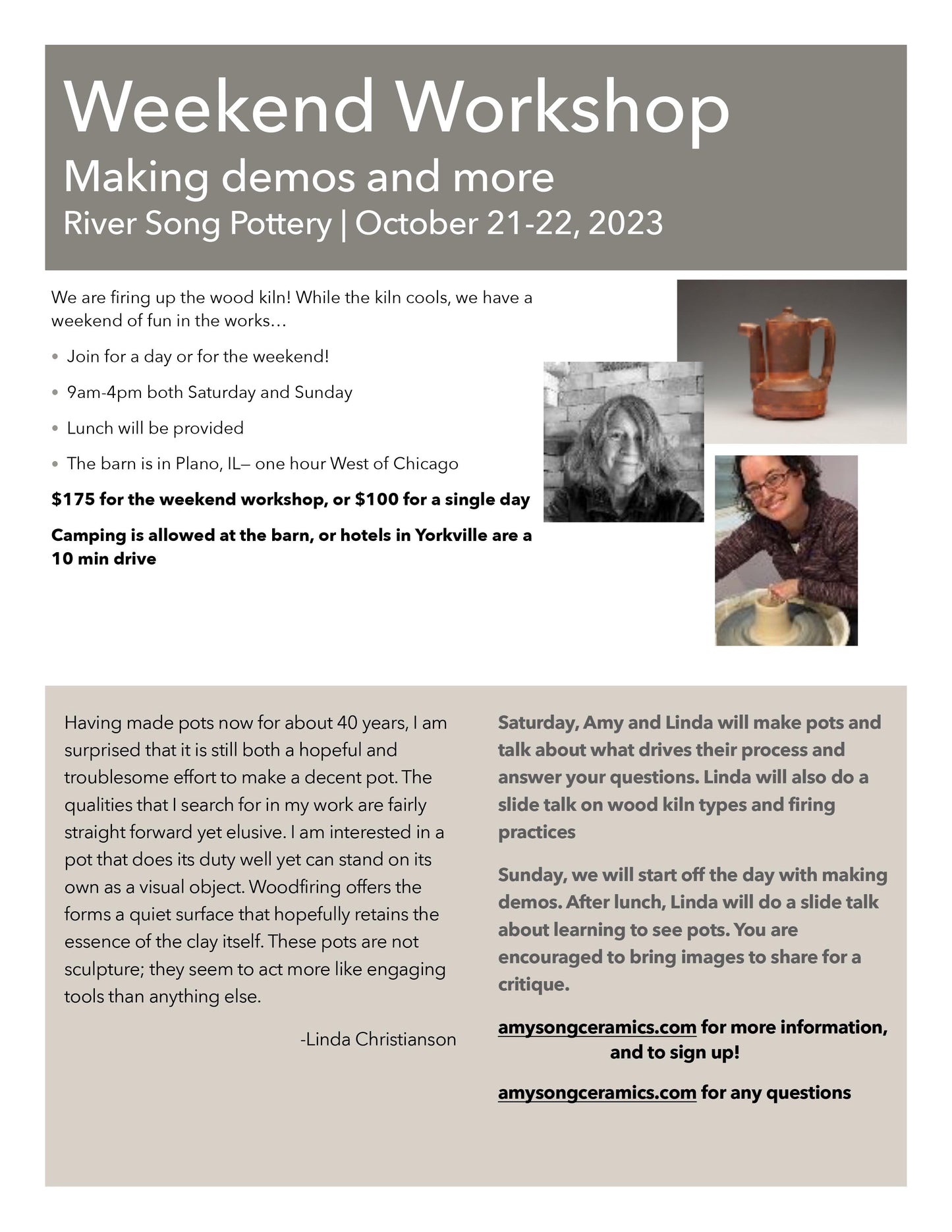 Weekend workshop with Linda Christianson