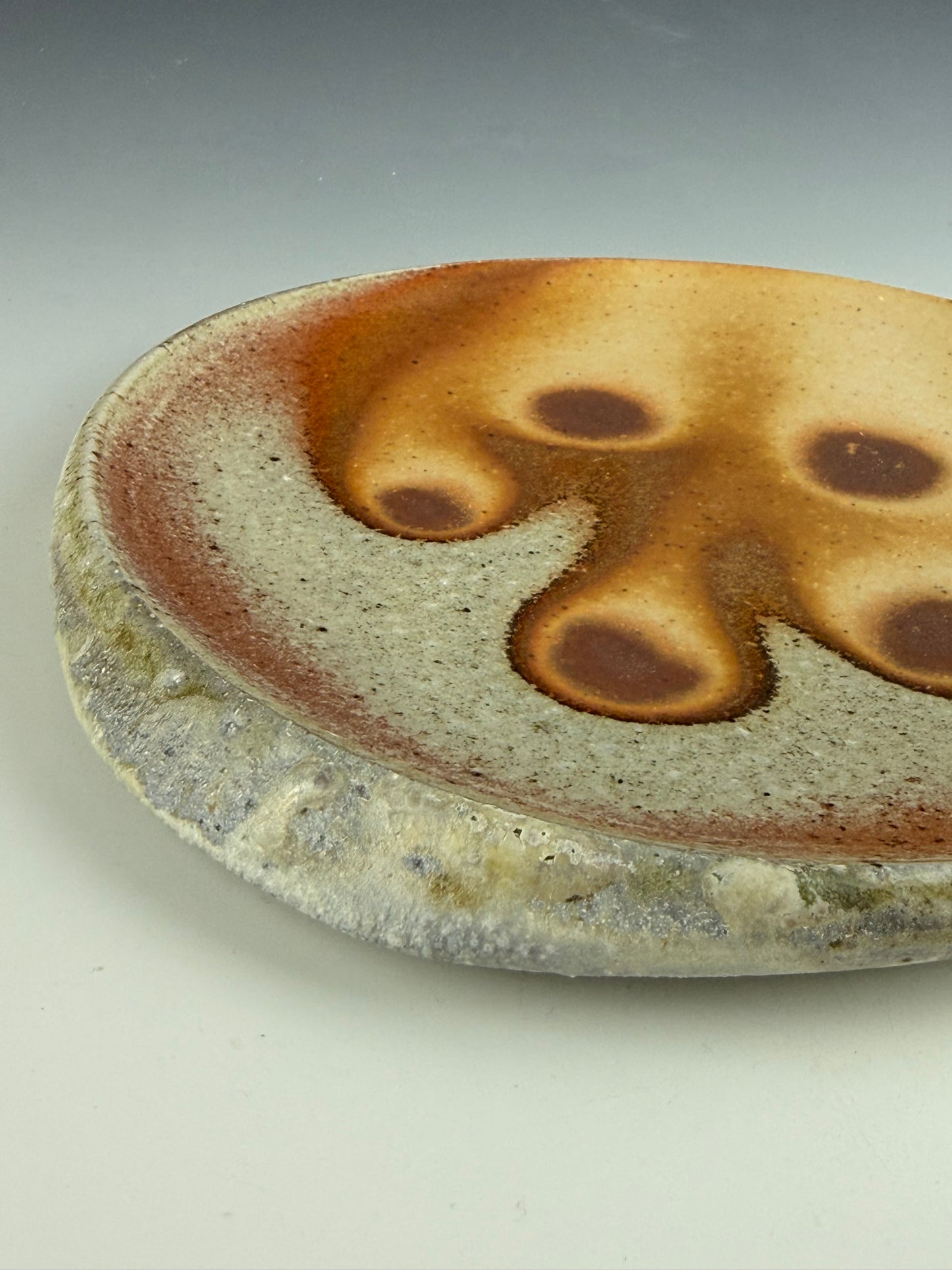 Dinner plate with a carved lip