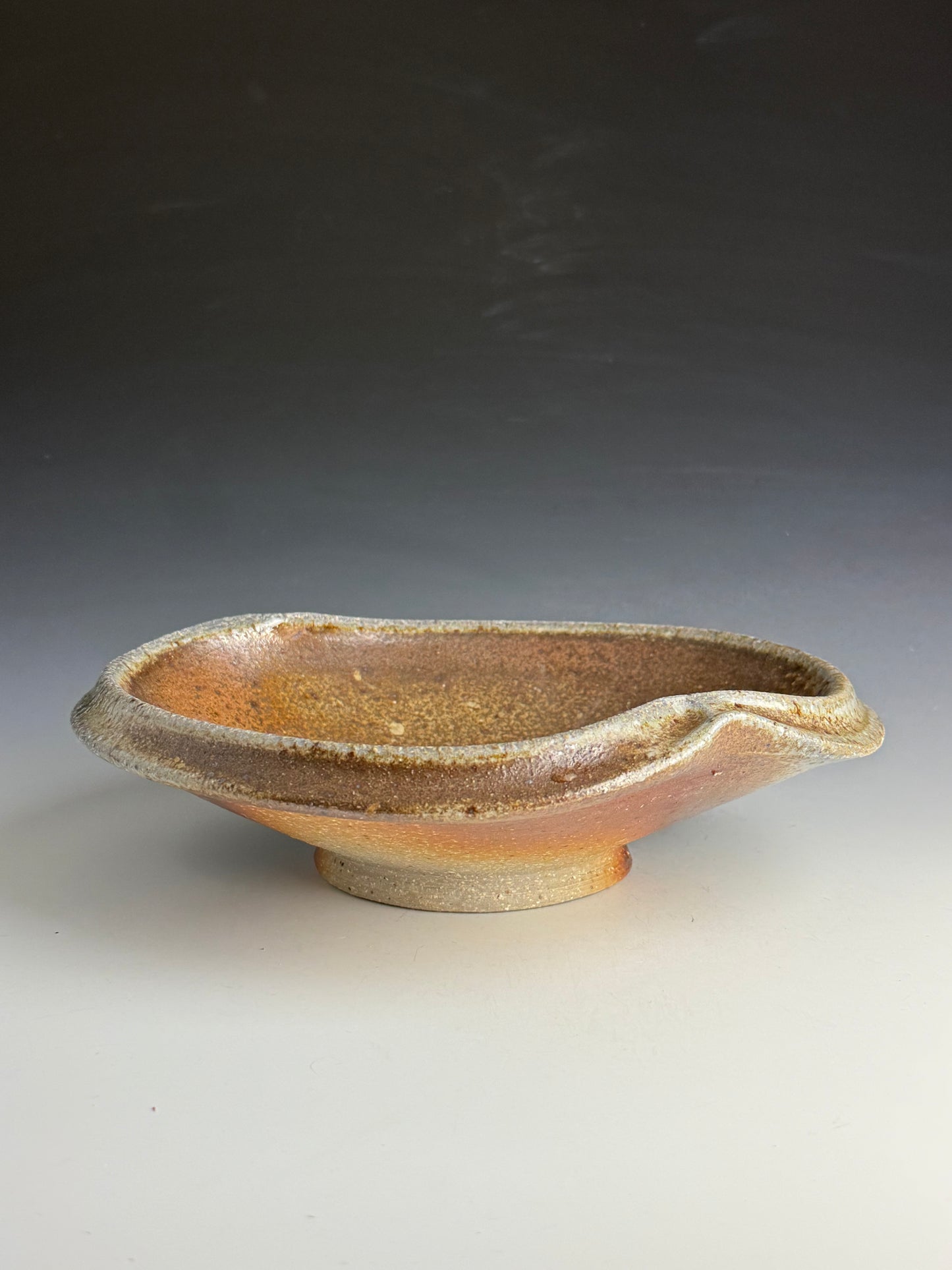 Cream and Copper Undulating Bowl