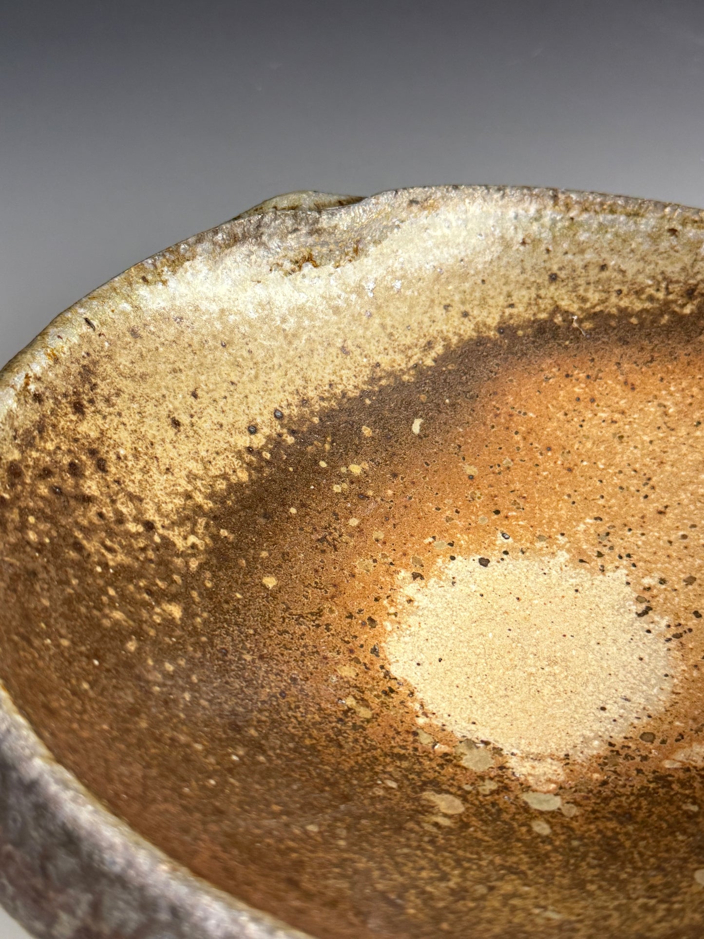 Cream and Copper Undulating Bowl