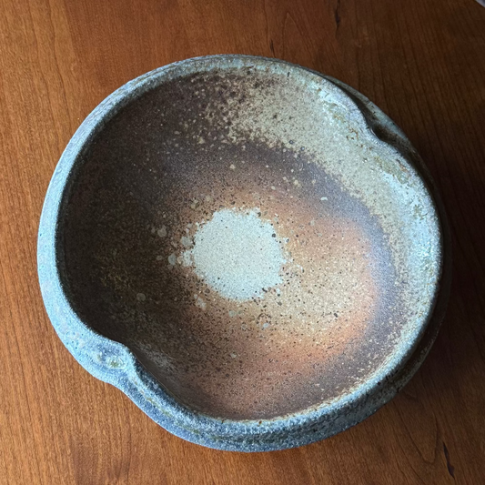 Cream and Copper Undulating Bowl