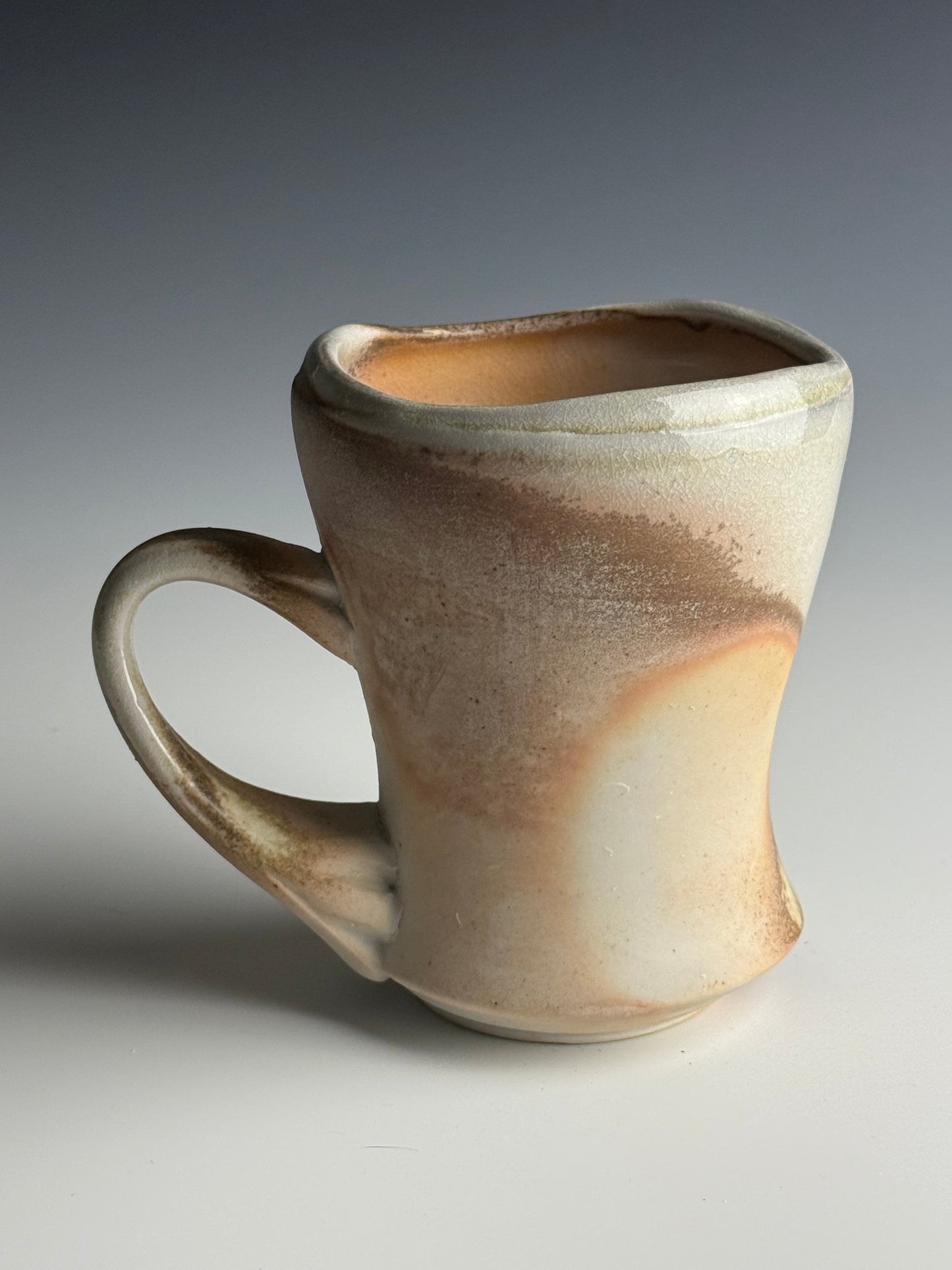 Side fired peaches and cream mug