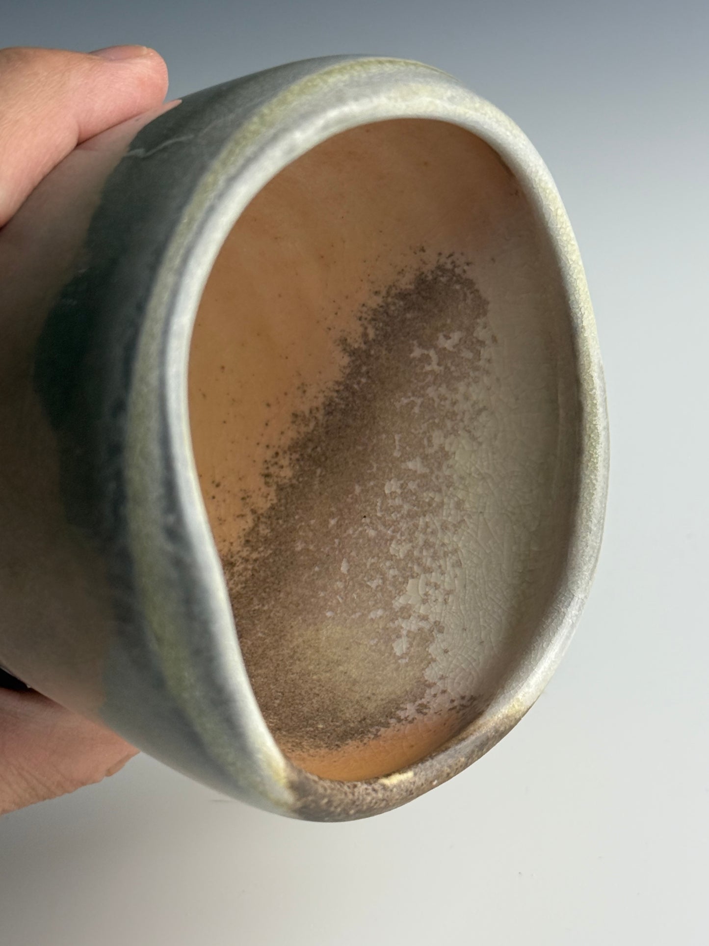 Side fired peaches and cream mug